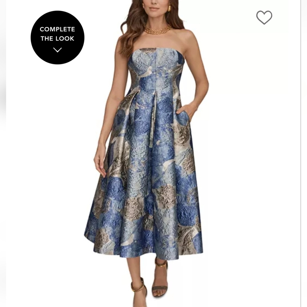 Donna Karan Strapless Jaquard Midi Dress 2 $379 - Picture 12 of 13